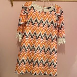 Blue, Orange, White Chevron mini dress